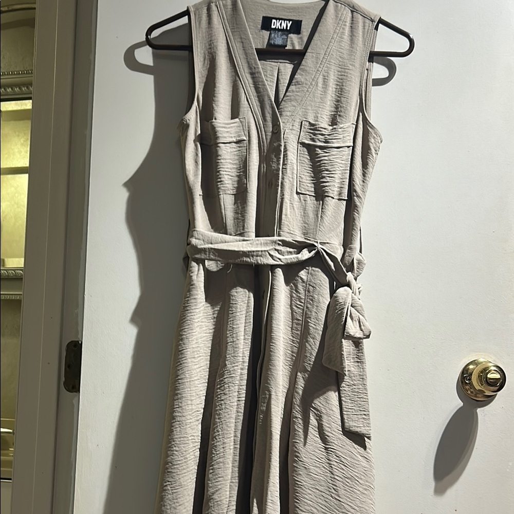 DKNY Tan Midi Dress Elegant and Versatile